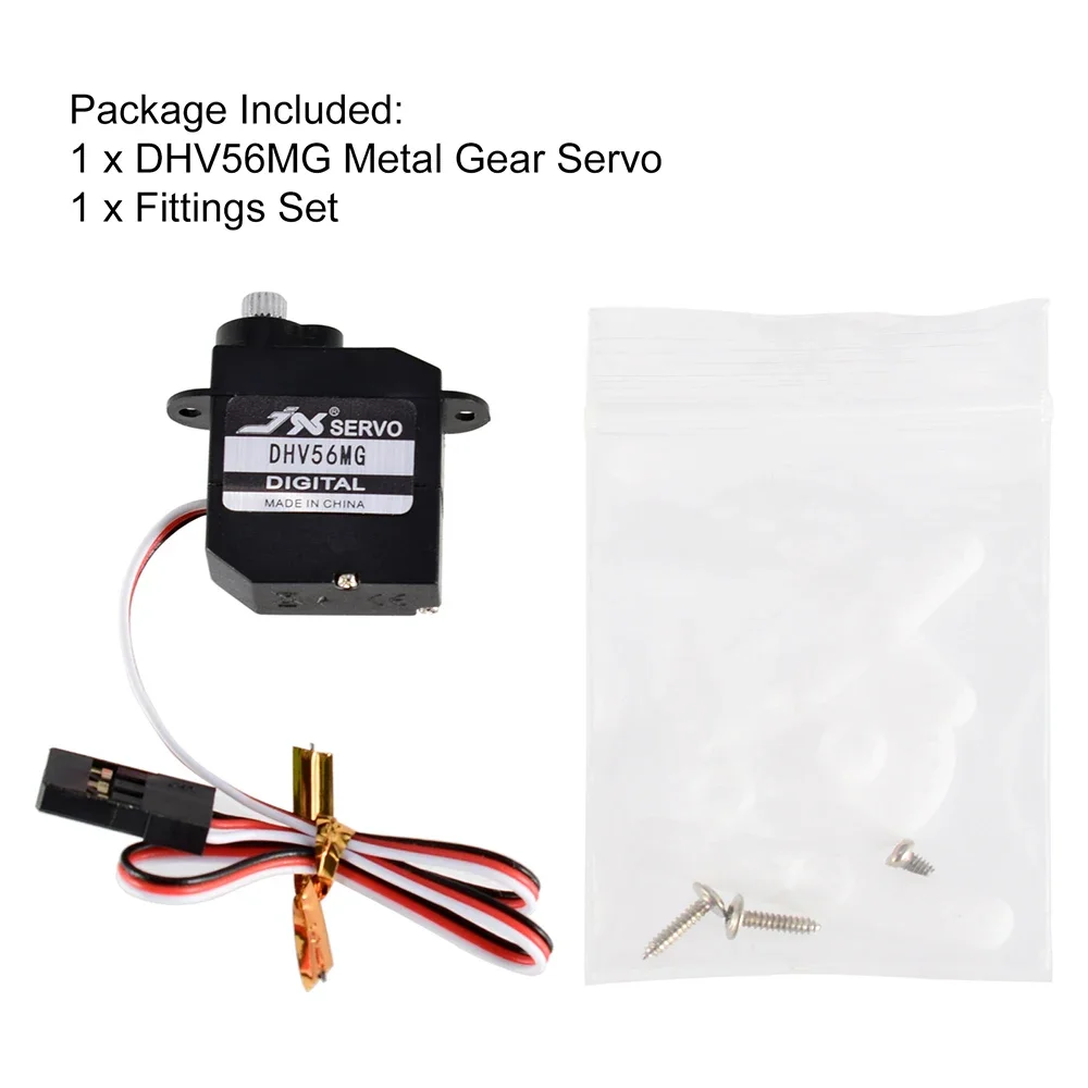 JX-Servo Coreless Digital para Carro RC, Robô, Avião, Aeronave, Drone, Modelo RC, DIY, HV, DHV56MG, 1.2kg, 0.1 s, Metal Gear, 5.6g