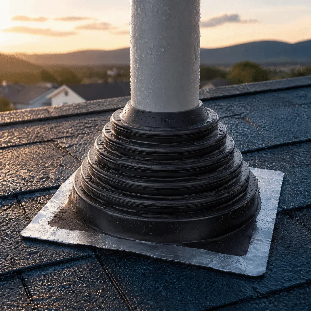 Rubber Material Roof Pipe Flashing Square Base Epdm Material Chimney Pipe Boot Pipe 2-3/4