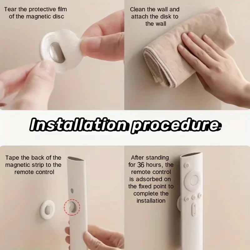 No Punch Self Adhesive Magnetic Wall Remote Organizer Compact Sturdy Storage Rack For TV AC DVD Controllers Home Office White view 3