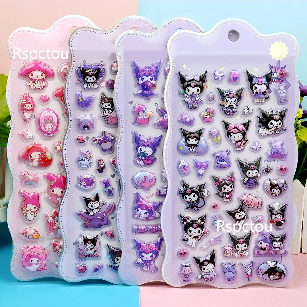 

4 шт., милые креативные рельефные наклейки серии Sanrio, мультяшные Куроми, моя мелодия, 3D наклейки с пузырьками, альбом для скрапбукинга, телефона, гитары, набор наклеек