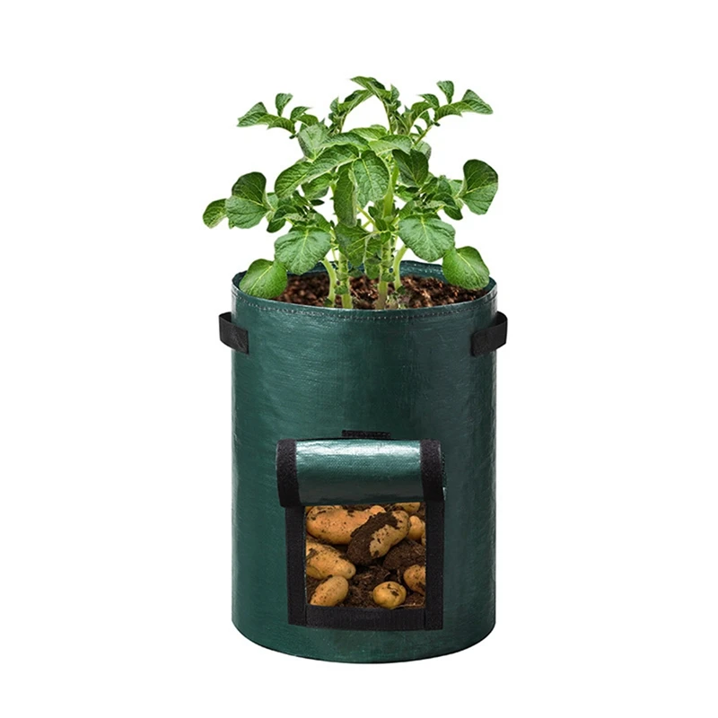 2PC Garden Potato Grow Bag PE Fabrics Gardening Thicken Pot Vegetables Planter Tub With Handles And Access Flap