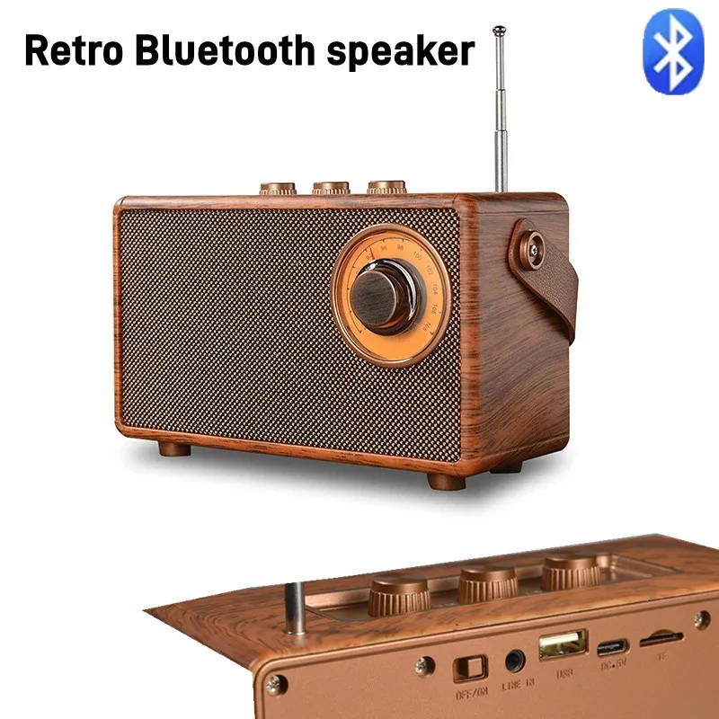 

Retro Fm Radio Bluetooth-compatible 5.1 Creative Portable Radio Receiver High Fidelity Small Speaker for Outdoor Travel Camping