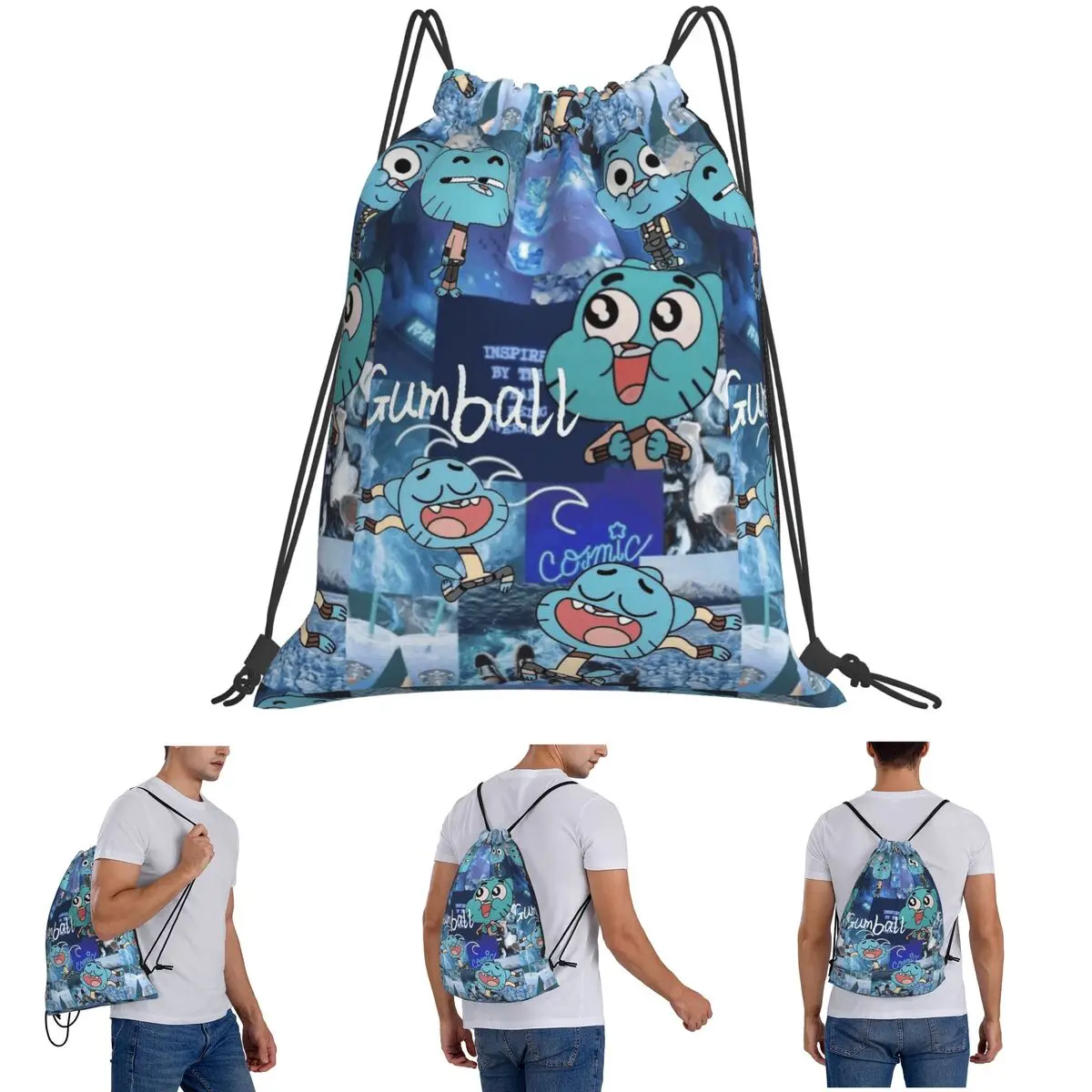 Gumball Watterson The Amazing World Of Gumball Anime Backpacks Multi-function Drawstring Bags Sports Bag Book Bags for Students