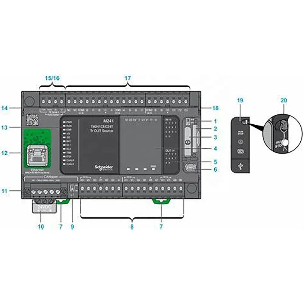 Original Schneidere Electric Modicon M241 PLC Sistemi TM241CEC24T BR2032 lithium non-rechargeable, battery life: 4 year(s)