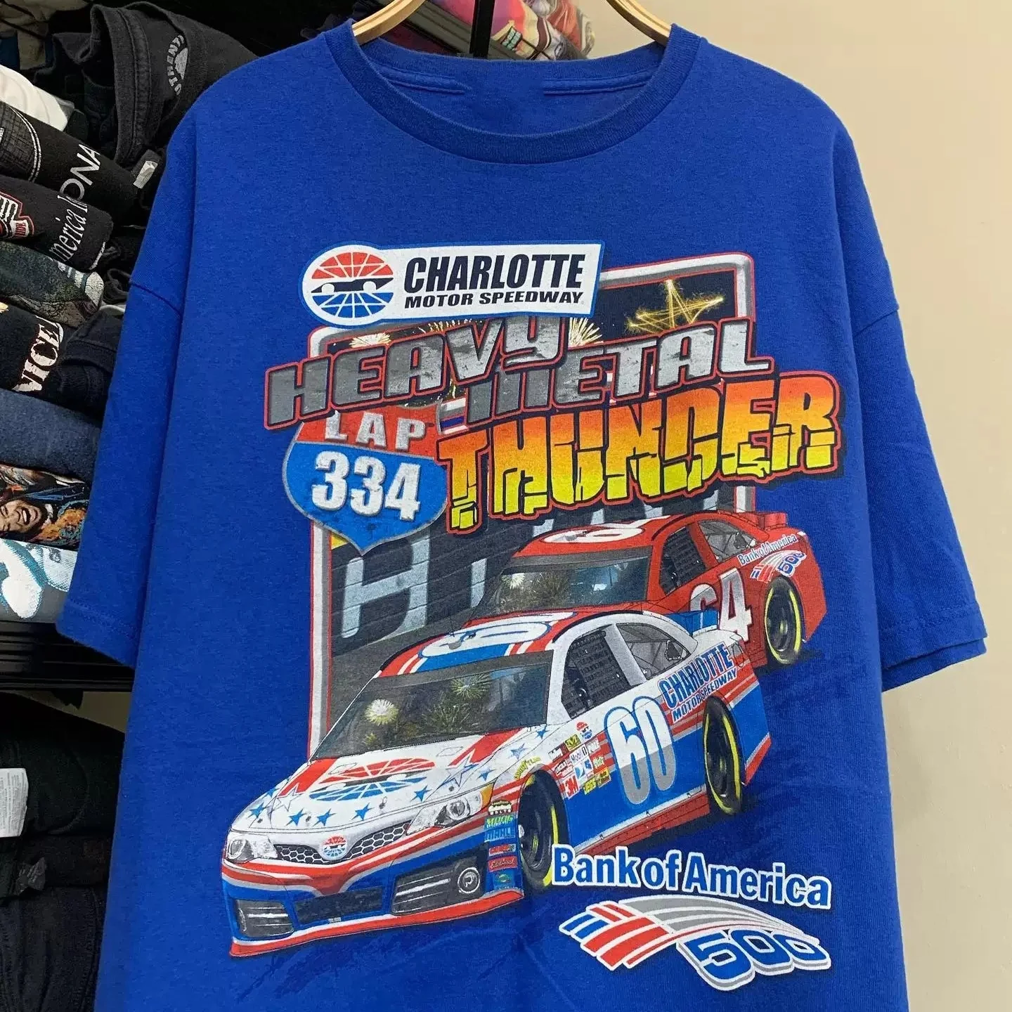 Vintage NASCAR Bank of America 500 Charlotte Motor Speedway Racing Graphic T-Shirt Cotton Men Women Streetwear Tee