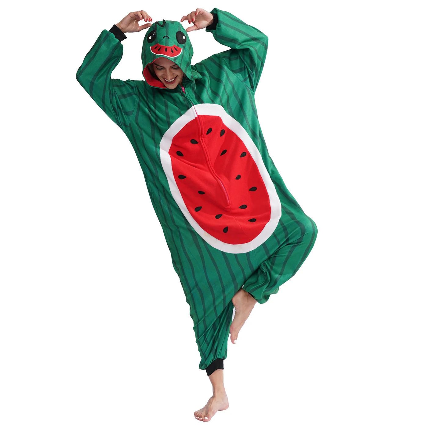 Adult Onesie Watermelon For Women Men Animal Kigurumi Cute Pyjamas Cartoon Pajama Homewear Halloween Cosplay Party Costume