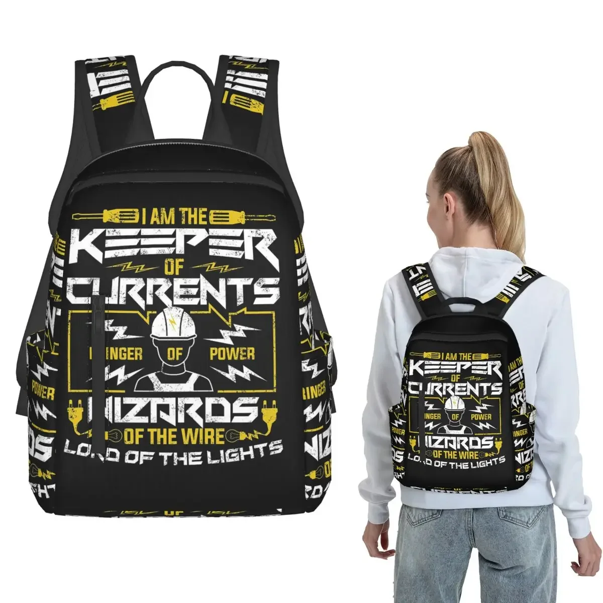 Electrician Electrical Engineering Power Backpack Large Capacity Boys Girls BookBag School Bag Shoulder Bags for Men Women