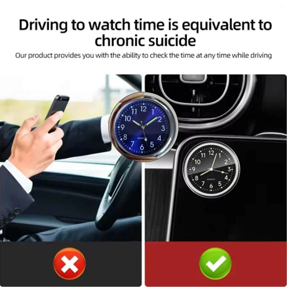 Car Clock Luminous Auto Stick-On Digital Watch Mechanics Quartz Motorcycle Clocks Auto Ornament Car Accessories