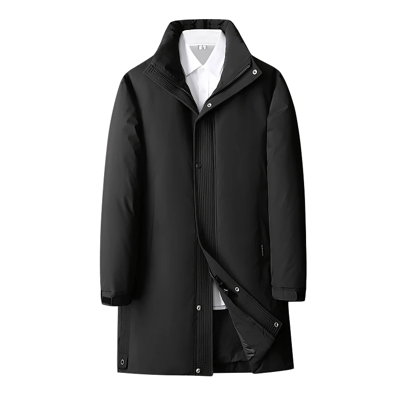 Veste en duvet de résines blanches pour hommes, style long, épaissir, chaud, se joint comme trench-coat masculin, mode masculine, nouveauté, hiver, 2024, 90%