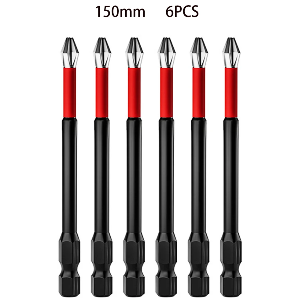 

6pcs Magnetic Screwdriver Bit Set Cross Slot PH2 Electric Hexagon Handle Drill Bits Electric Screwdriver Fixed Punching Hole