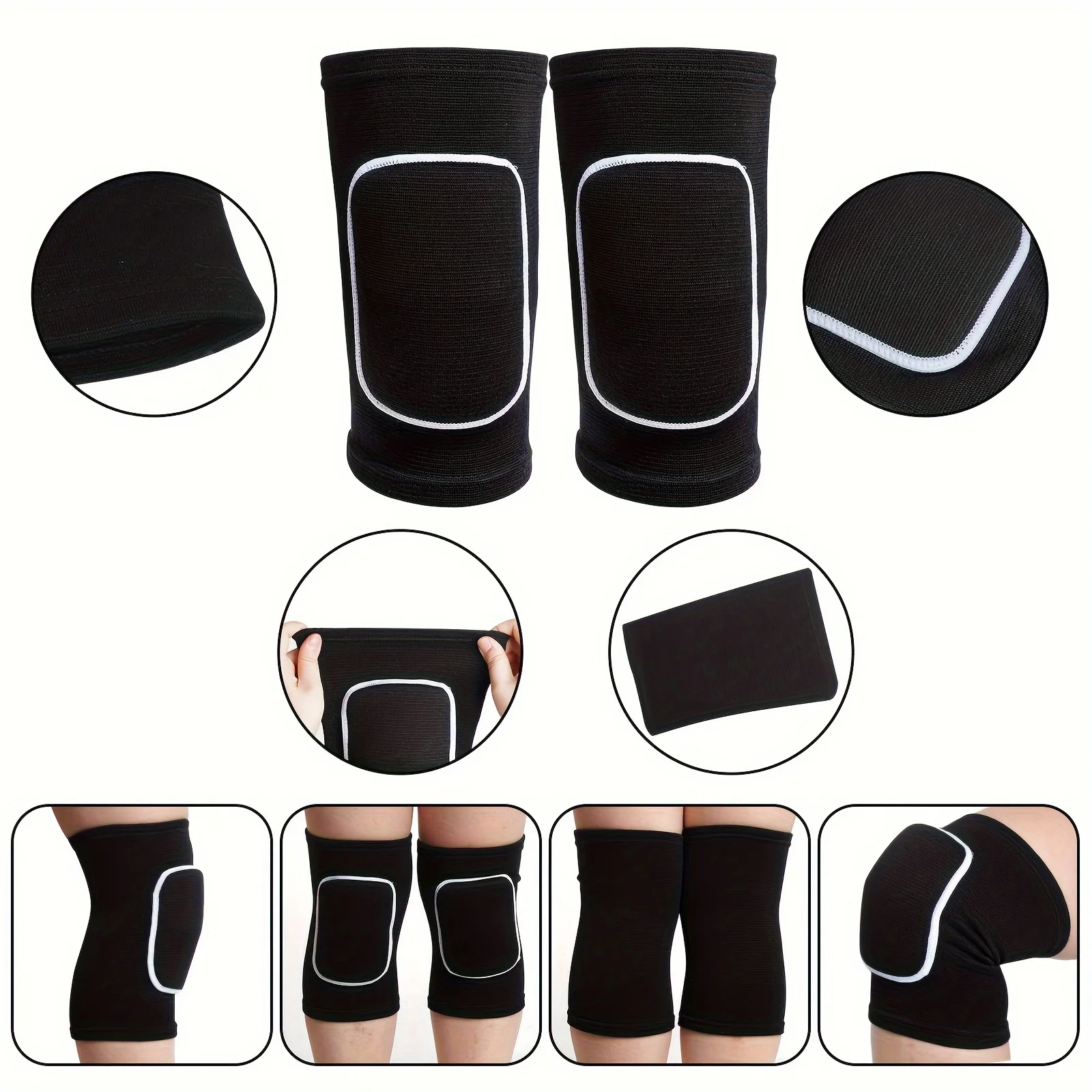 Volleyball accessories including knee and arm sleeves with protective pads and thumb holes for adult，youth volleyball training