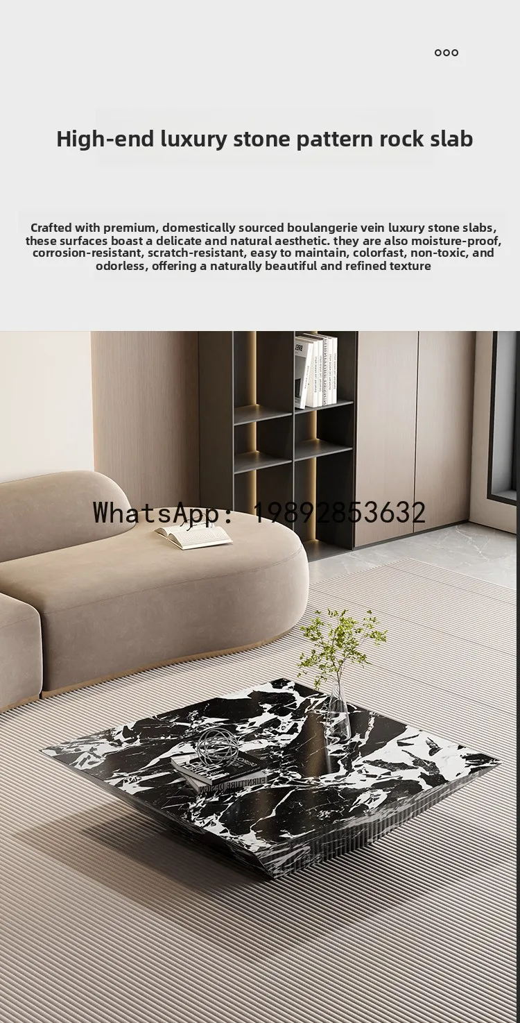 LYY Creative Rectangular Coffee Italian Minimalist Style Rock Plate Living Room Home High-end Small Apartment Coffee Table