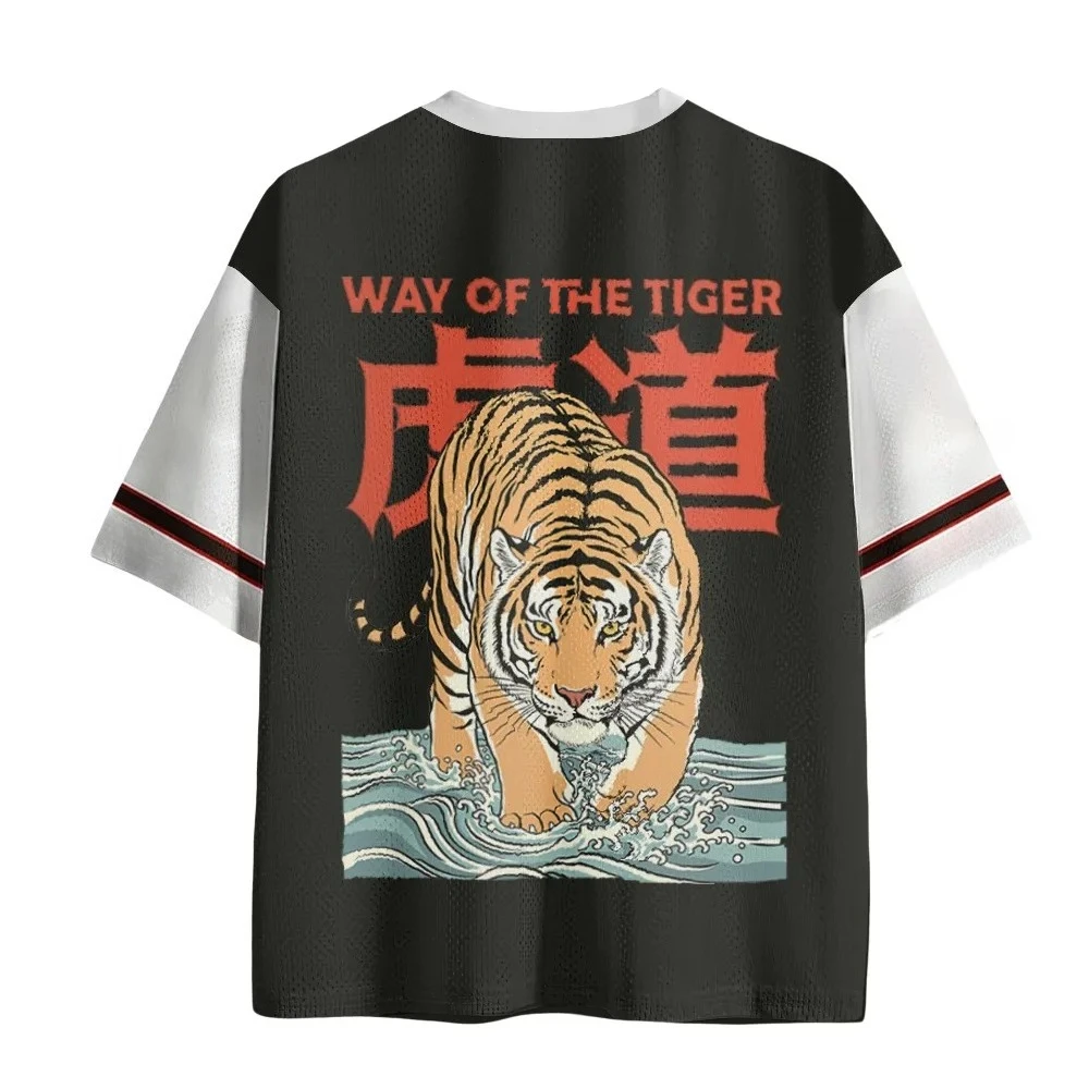 2026 Summer Fashion New Gothic Punk Tiger Way 3D Printed T-shirt Street Harajuku Leisure Sports Loose V-neck T-shirt Large