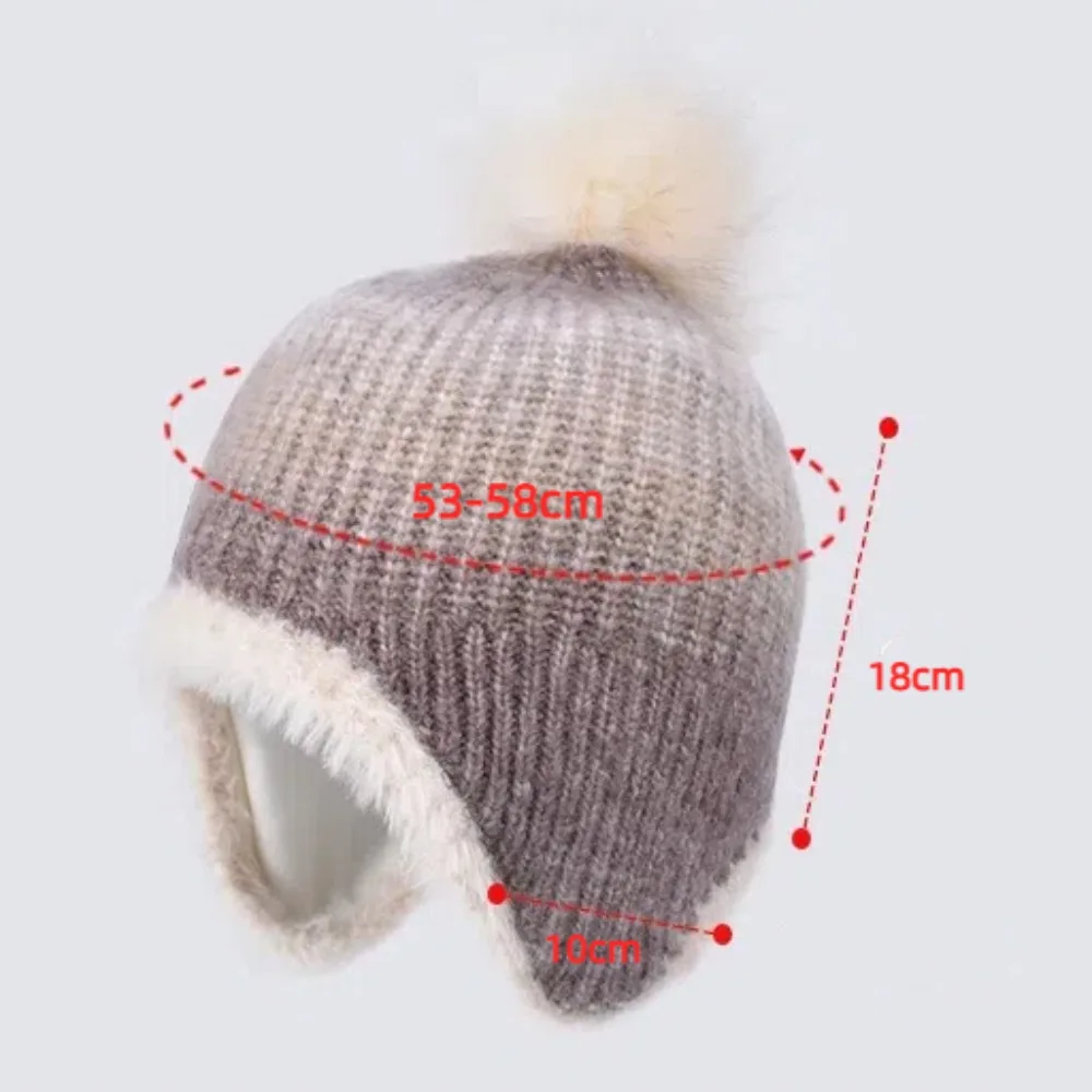 Comfortable Cold-proof Colorful Knitted Hat Keep Warm Plush Beanies Hat Colorful Ear Protection Hat