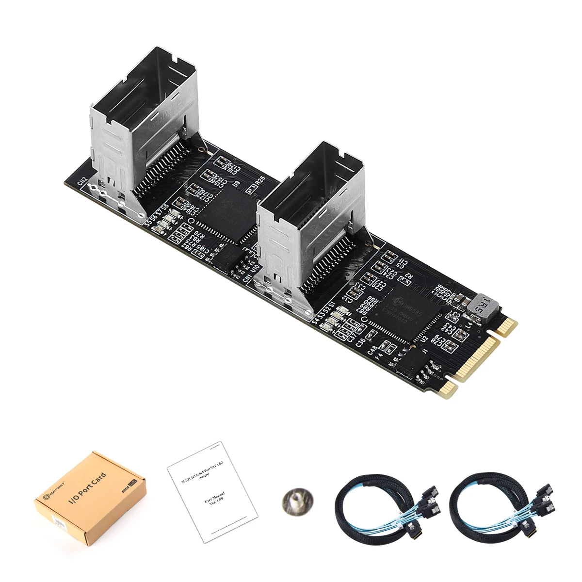 Imagem -06 - Iocrest M.2 Pcie3.0 a Portas Sata 6g Multiplicador Controlador Placa b m Chave Ngff Cada Porto Chega 6gbps com Mini Sas Interface