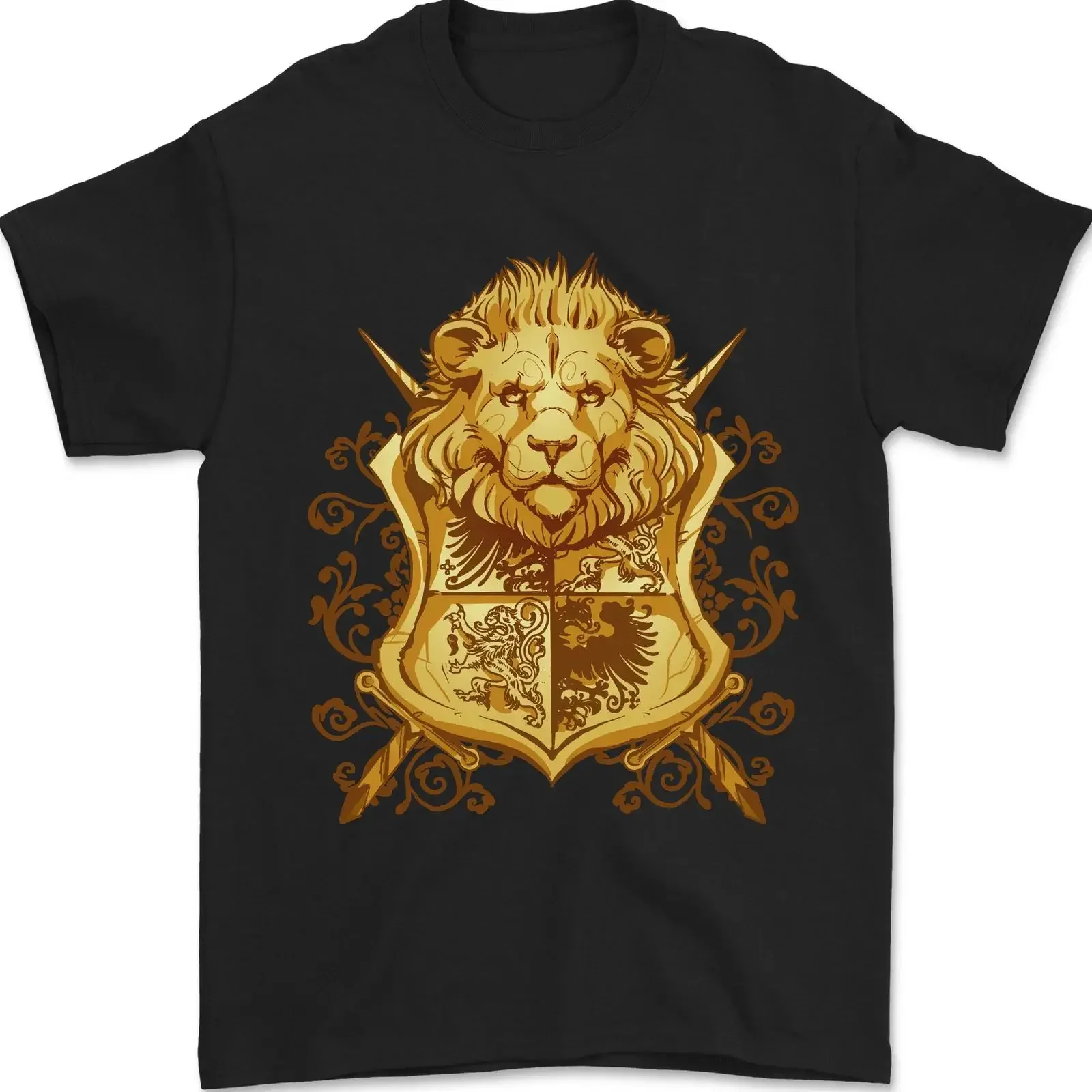 A Heraldic Lion Shield Coat of Arms Mens T Shirt 100 Cotton vintage Washed Soft Unisex Breathable streetwear Comfortable