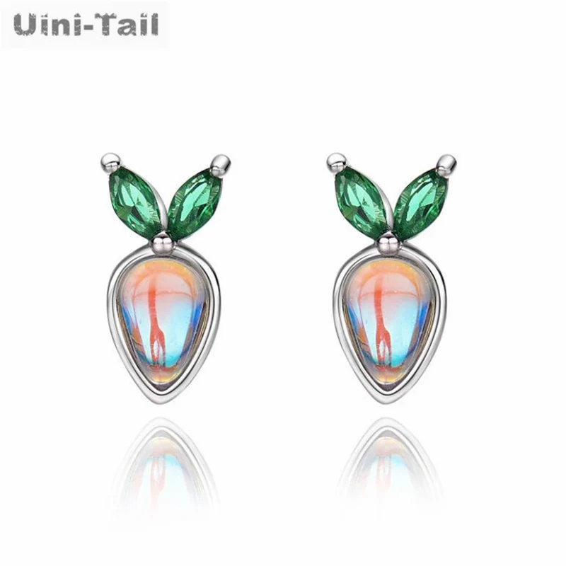 Uini-Tail Hot Selling New 925 Tibetan Silver Colored Carrot Earrings Simple and Small Children's Fun Cute Radish Earrings JK434