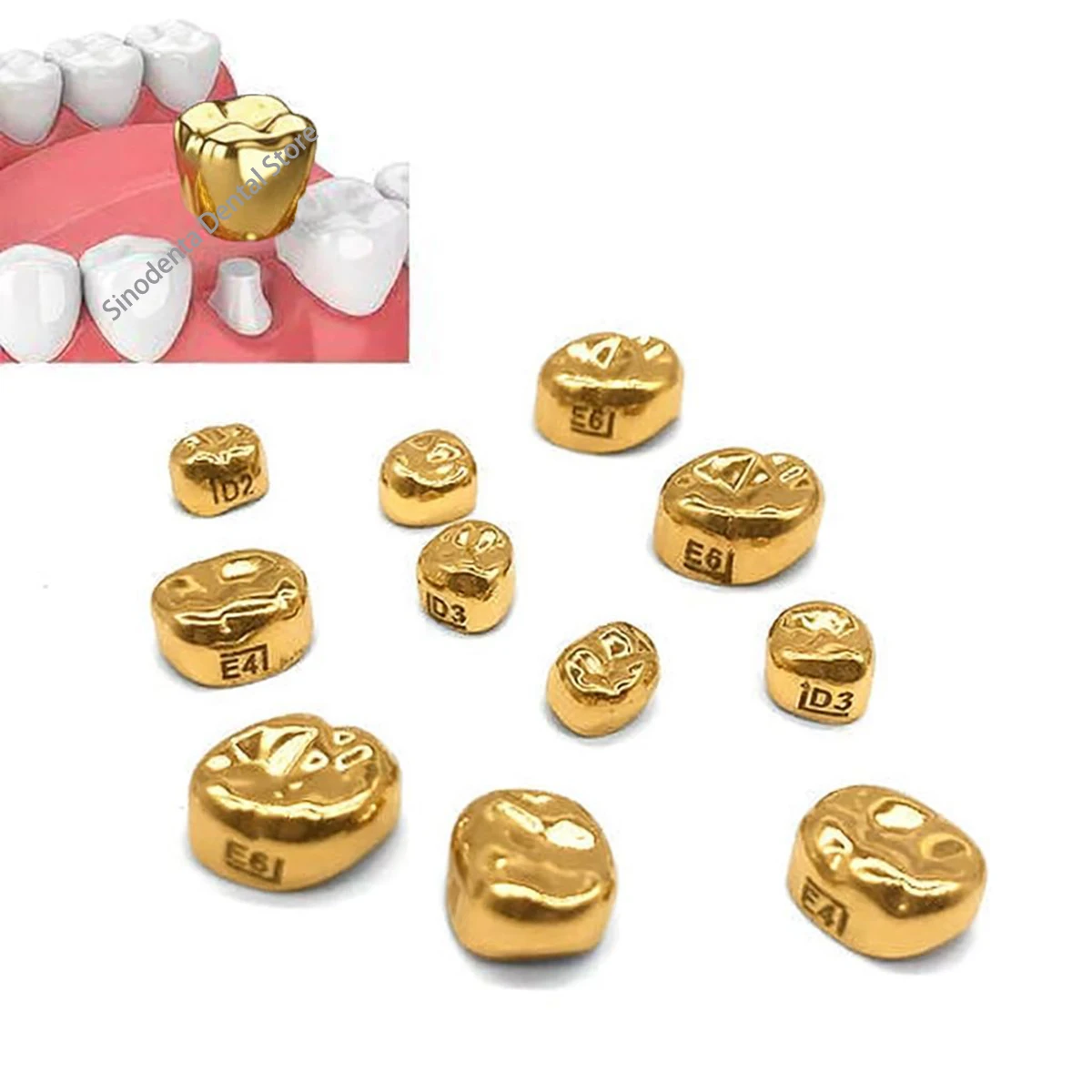 5Pcs/Refill Package Original KR ShinHung Kids Golden Pre-formed Crowns Metal Crown/Titanium Coating Crowns for Dental Kids Teeth
