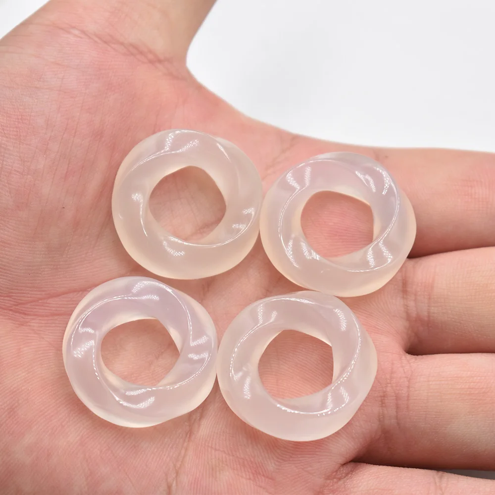 Fashion Carved White Chalcedony Agate Gogo Donut Charms Pendants 29mm Wholesale 6pcs Lot Jewelry Making Accessories Free Shippin