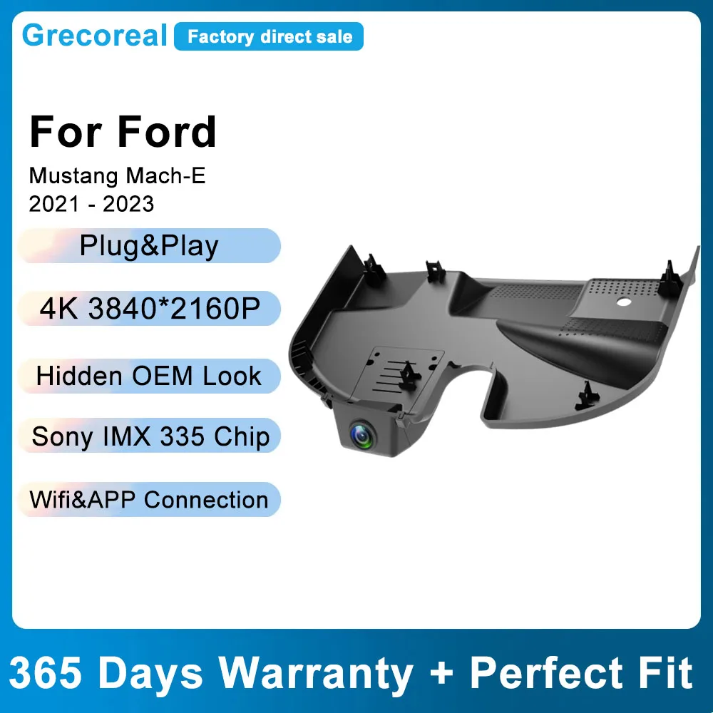 

Grecoreal Dash Cam for Ford Mustang Mach-E 2023 2022 2021 OEM Car Dashcam 2K 4K Wifi Vehicle Car DVR Front Rear Dual Dash Camera