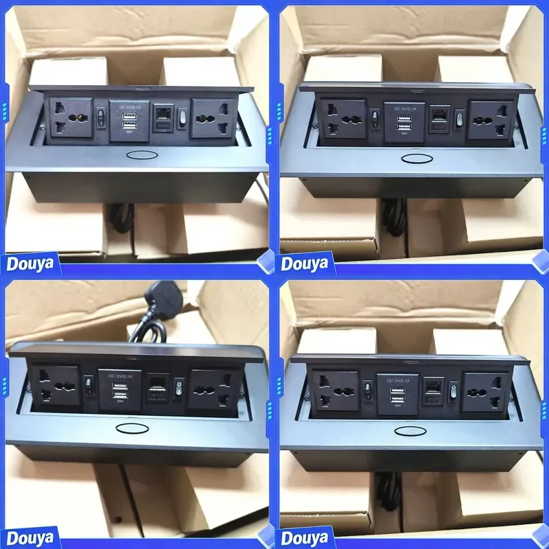 Office Desk Pop up Power Outlet Box Conference Damped Multimedia Outlet Connection Box Universal Desktop Pop up Usb Data
