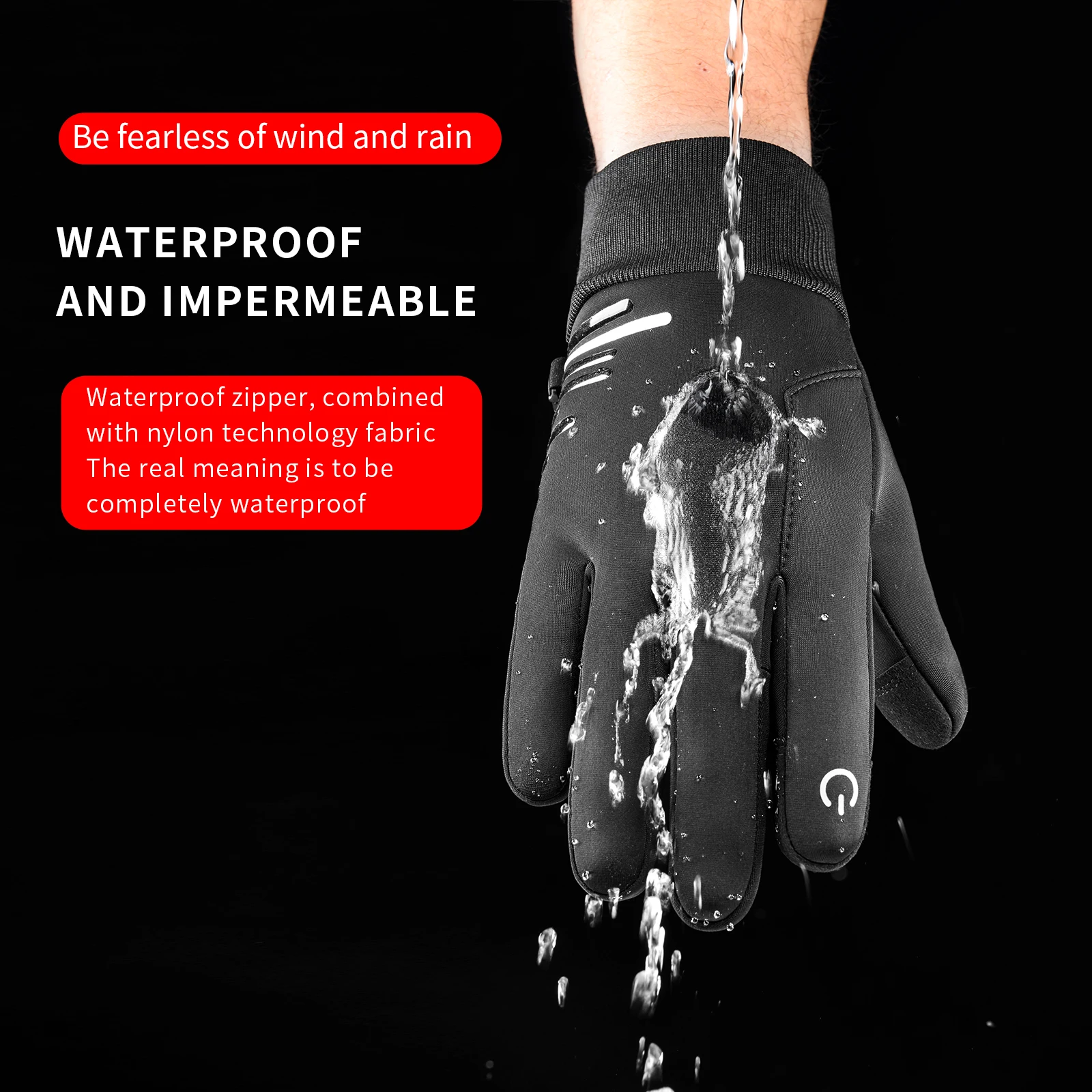 Winter Touchscreen Gloves for Men, Windproof Anti‑Slip Thermal Warm Full‑Finger Gloves for Cycling Motorcycle Outdoor Activities