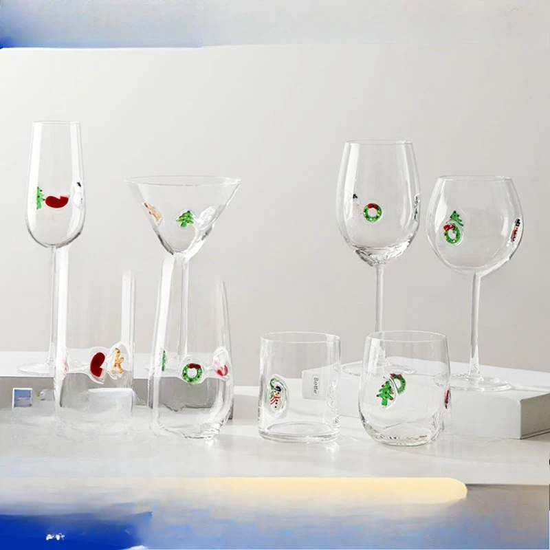 New Christmas color glass wine glass, crystal glass special drinking cup