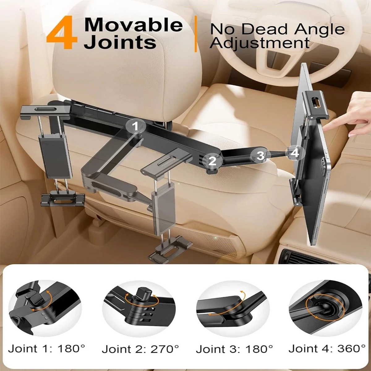 Stretchable Rear Seat Headrest Tablet Holder Universal Car iPad Stand Adjustable Back Seat Mobile Phone Tablet Support Auto Acce
