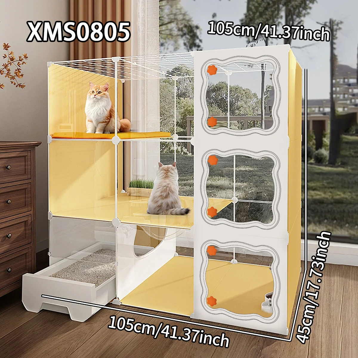 

Компактная клетка для кошек и лоток для домашнего использования, подходит для небольших квартир с одной спальнею, одной гостиной и одной ванной комнатой, кошачьей виллой с туалетом