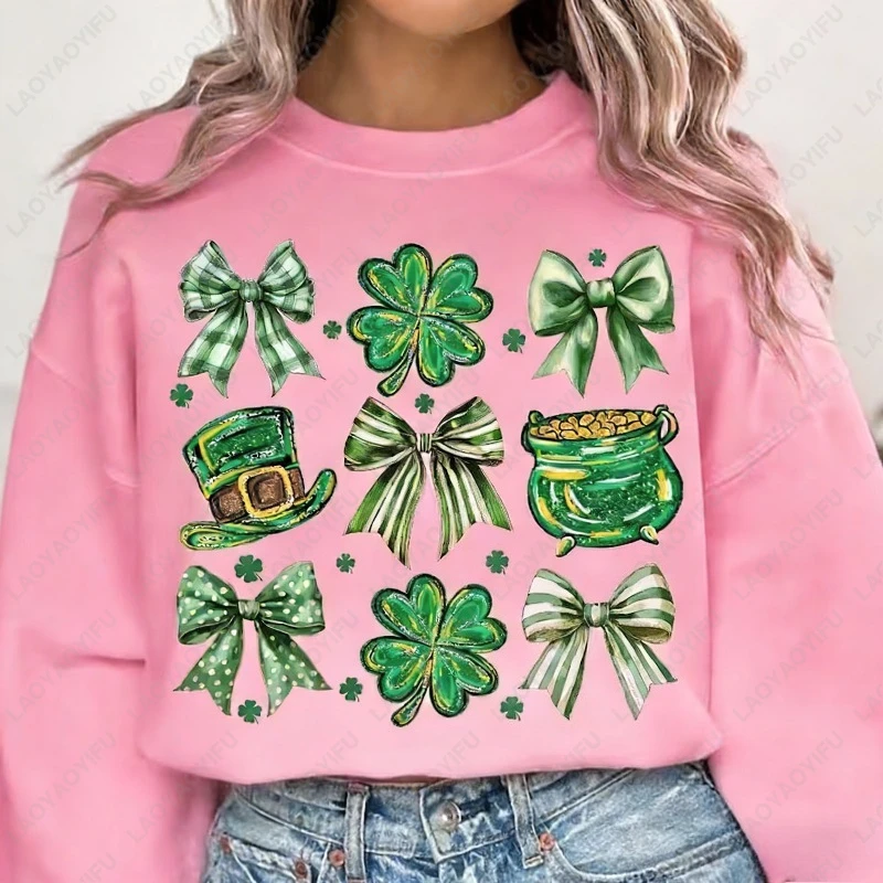 パトリックの日 シャムロック ラッキーボウ トレンディ カジュアル 冬 プルオーバー アイリッシュ クラシック ブラッシュストローク グリーンデイ キュート レディース フーディー ロパ ムヘール