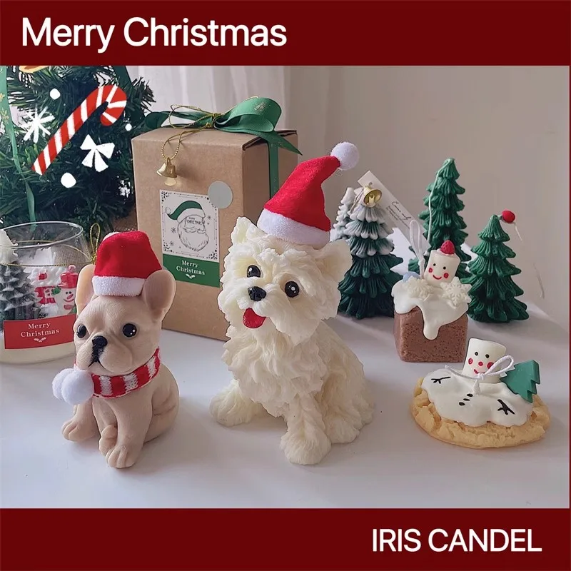 West Highland Dog Sitting Bear Good night Rabbit Aromatherapy Candle Set Christmas Atmosphere Decoration with Hand Gift