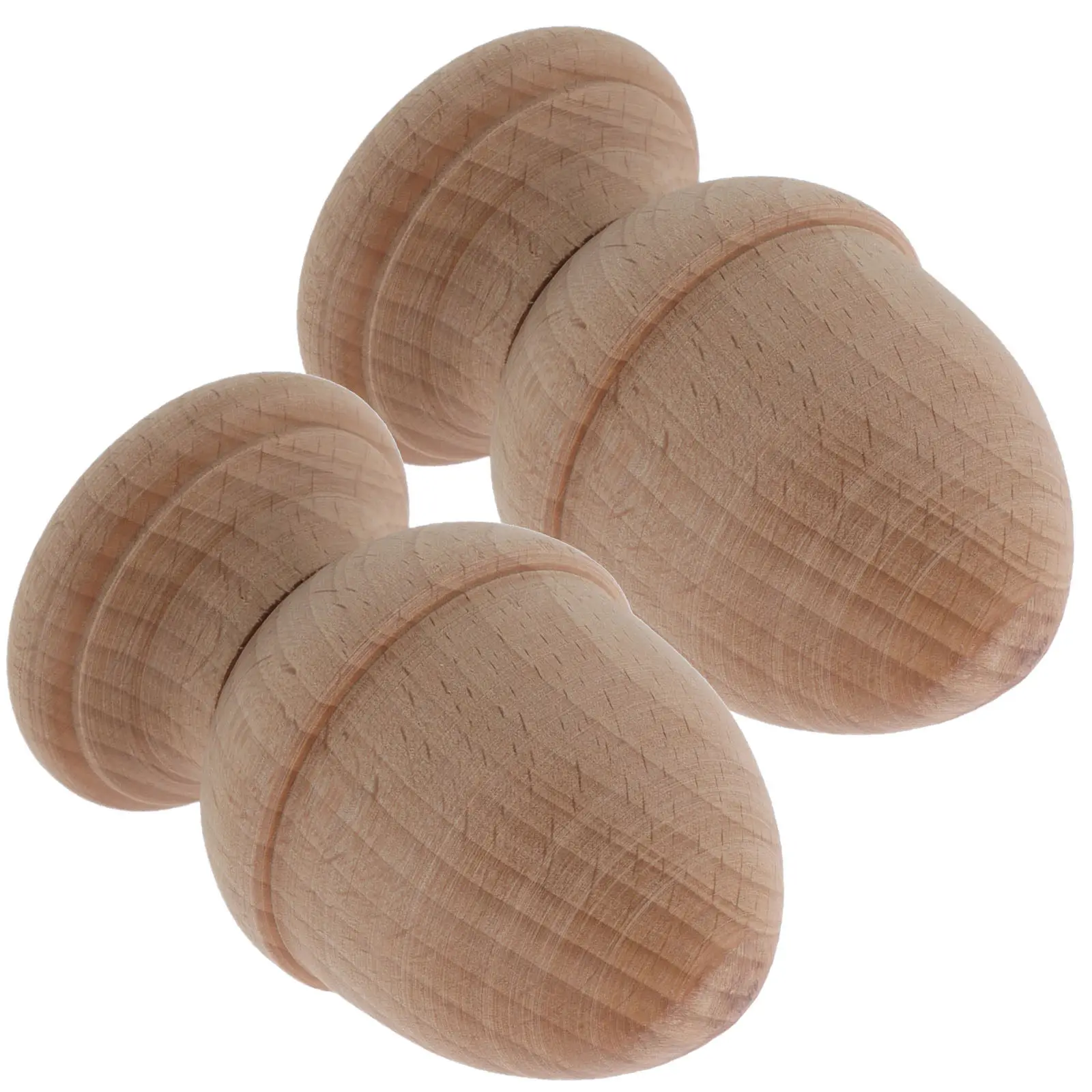 2Pcs European Carved Wood Finials Natural Grain Unfinished Staircase Post Caps Decorative Bedpost Furniture Toppers DIY Curtain