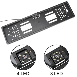 4/8 LED Auto Accessories Parking Assistance Kit Night Vision European Car License Plate Frame Car Rear View Camera Universal