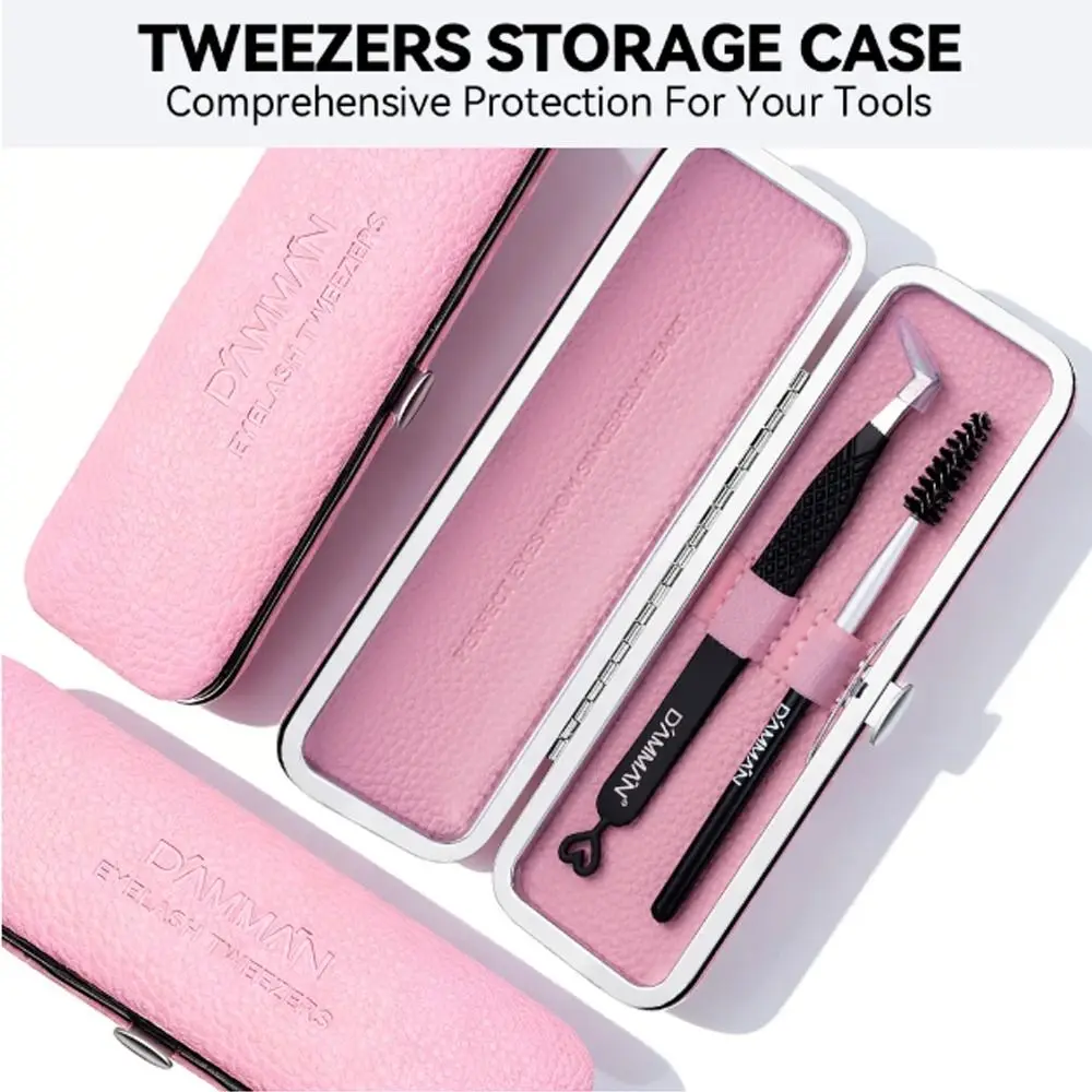 

Large Flat Clamp Head Eyelash Tweezer Anti-slip Grid Fiber Tip Lash Tweezers with Box Makeup Tools Eyelash Extensions Tweezers