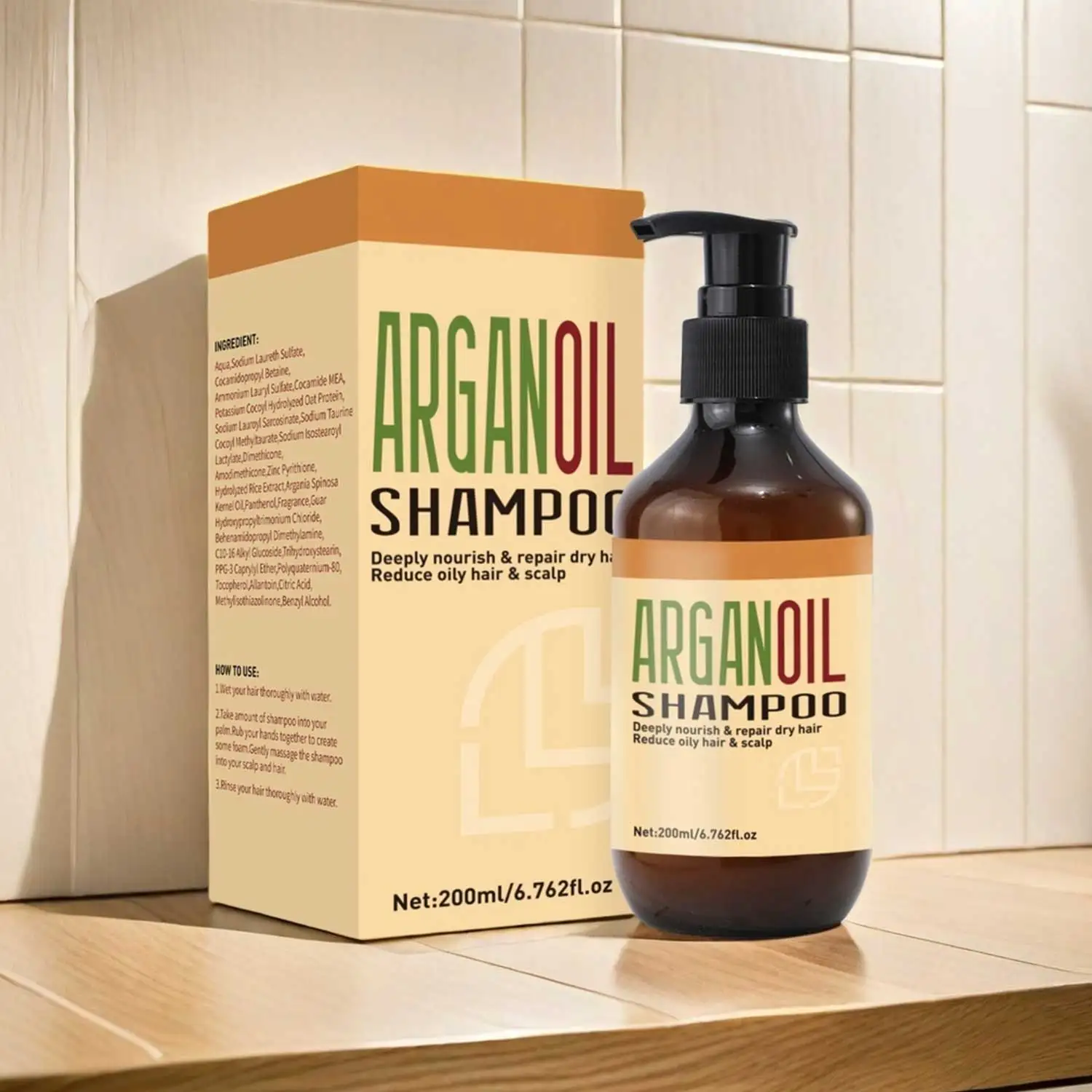 

200ML Argan Oil Shampoo for Dry Hair Repair damaged Hair Gentle Moisturizing Oil Control Cleaning Scalp Removes Dandruff Shampoo
