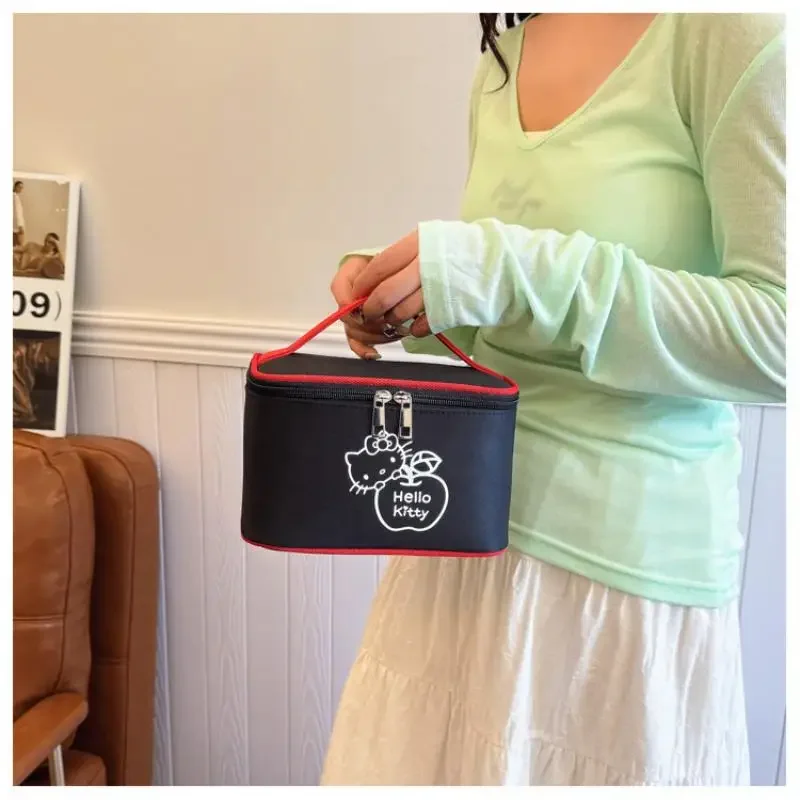 

Portable Hellokittys Makeup Bag Cosmetic Bag Anime Contrast Color Makeup Bag Kawaii Large Capacity Wash Bag Hand-Held