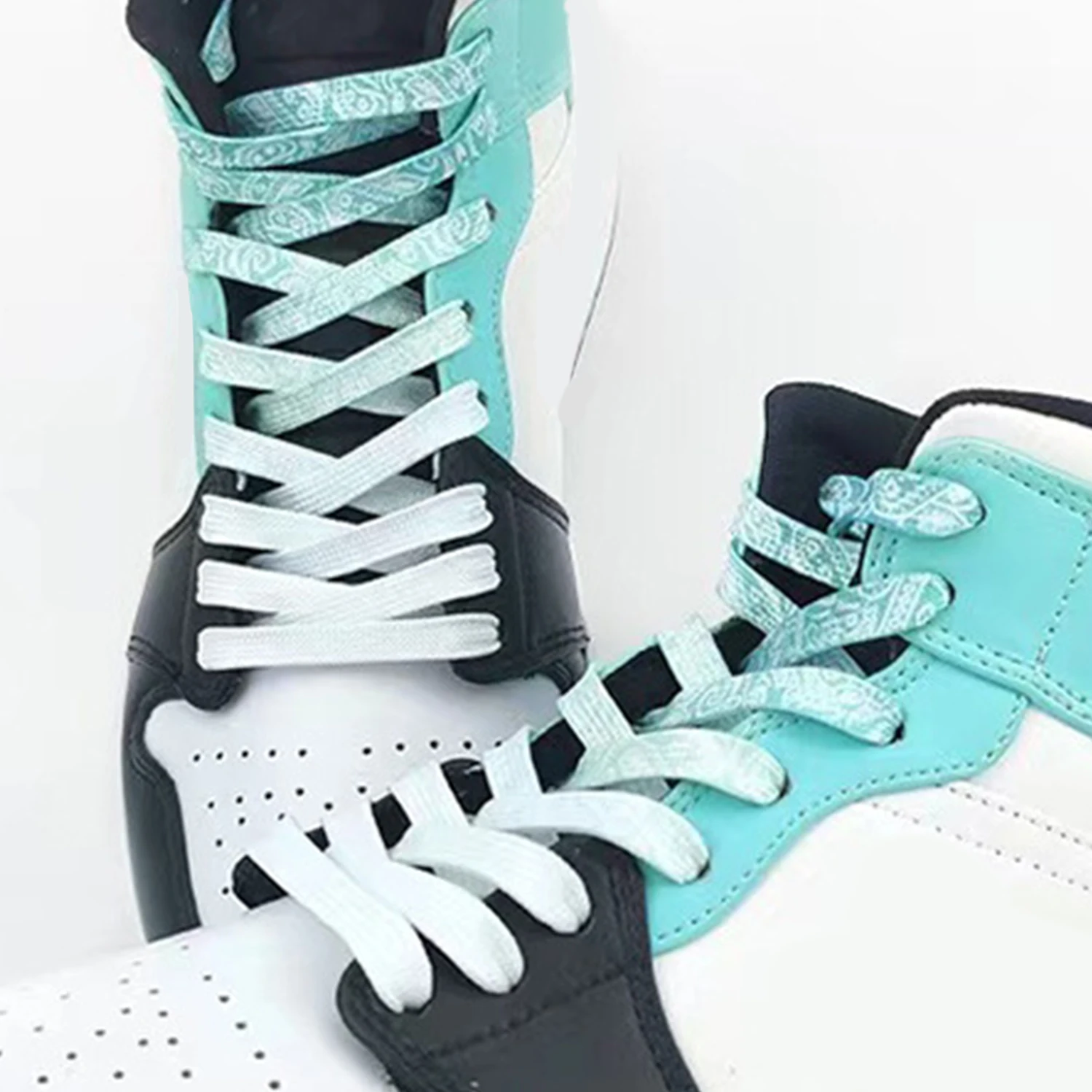 

Colored Gradient Flat Shoelaces For Sneakers Cashew Flower Shoelace Personalized Sports Basketball Shoes Laces For Woman Man