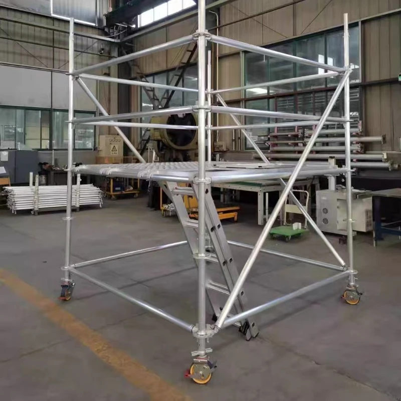 2.5m High Quick‑Mount Mobile Aluminum Alloy Scaffolding Industrial Construction Climbing Ladder