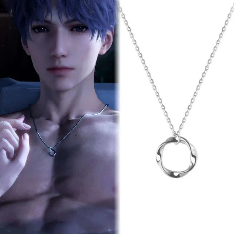 Mobile Game Romance and Deep Space Rafayel with The Same Mobius Ring Necklace Square Cards Necklace Delicacy Jewelry Gift