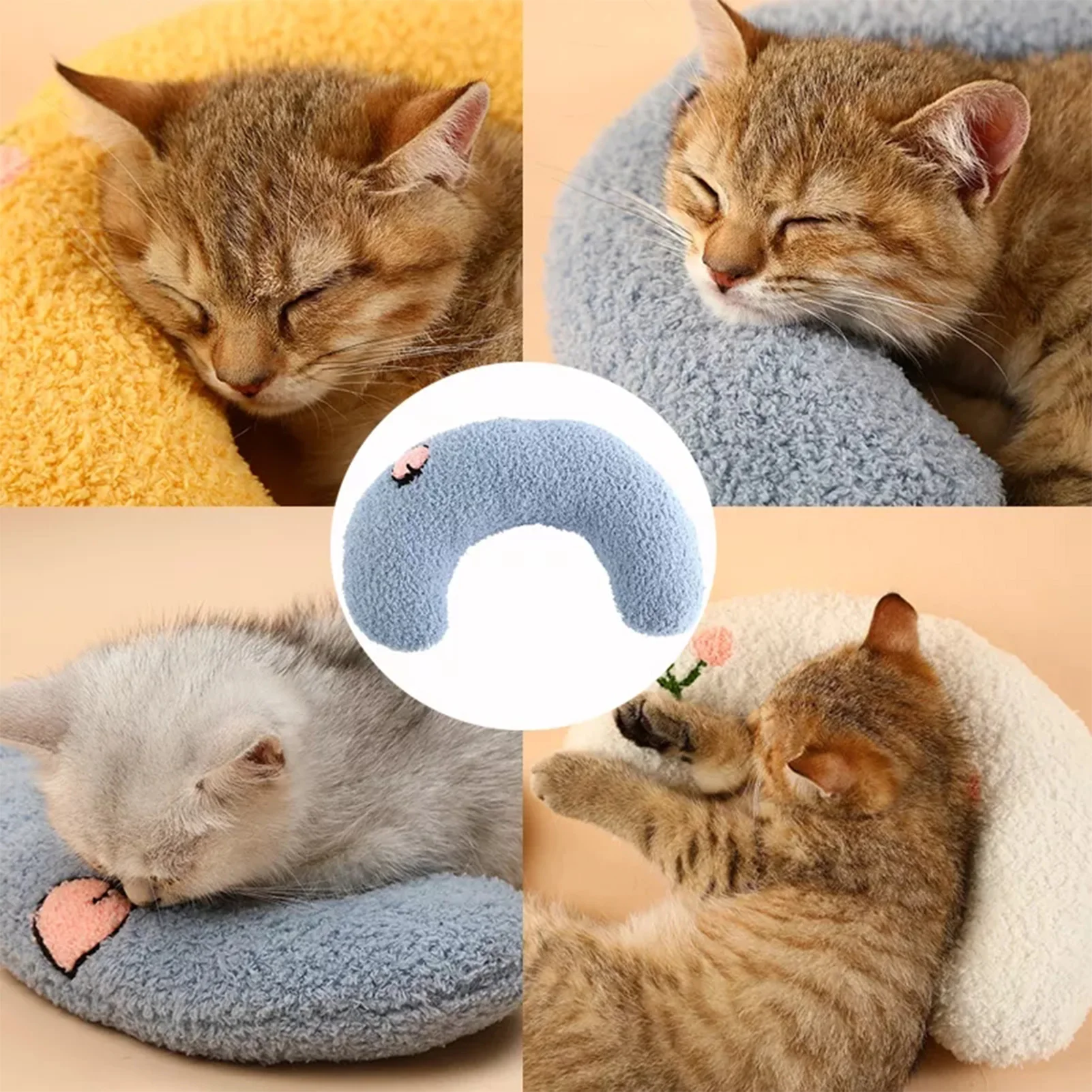 Petit oreiller en forme de U pour chat, protecteur de cou, sommeil profond, chiot, chaton, sauna, repos pour chien, oreiller de couchage, mode