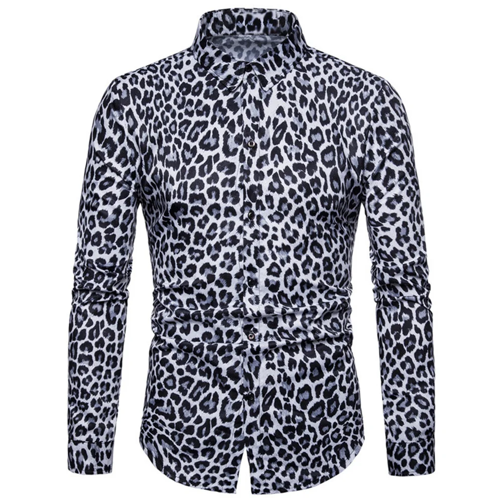 

2024 Spring And Autumn New Men's Casual Leopard Print Long-sleeved Shirt Men Large Size Shirt Women Unisex Clothes Tops