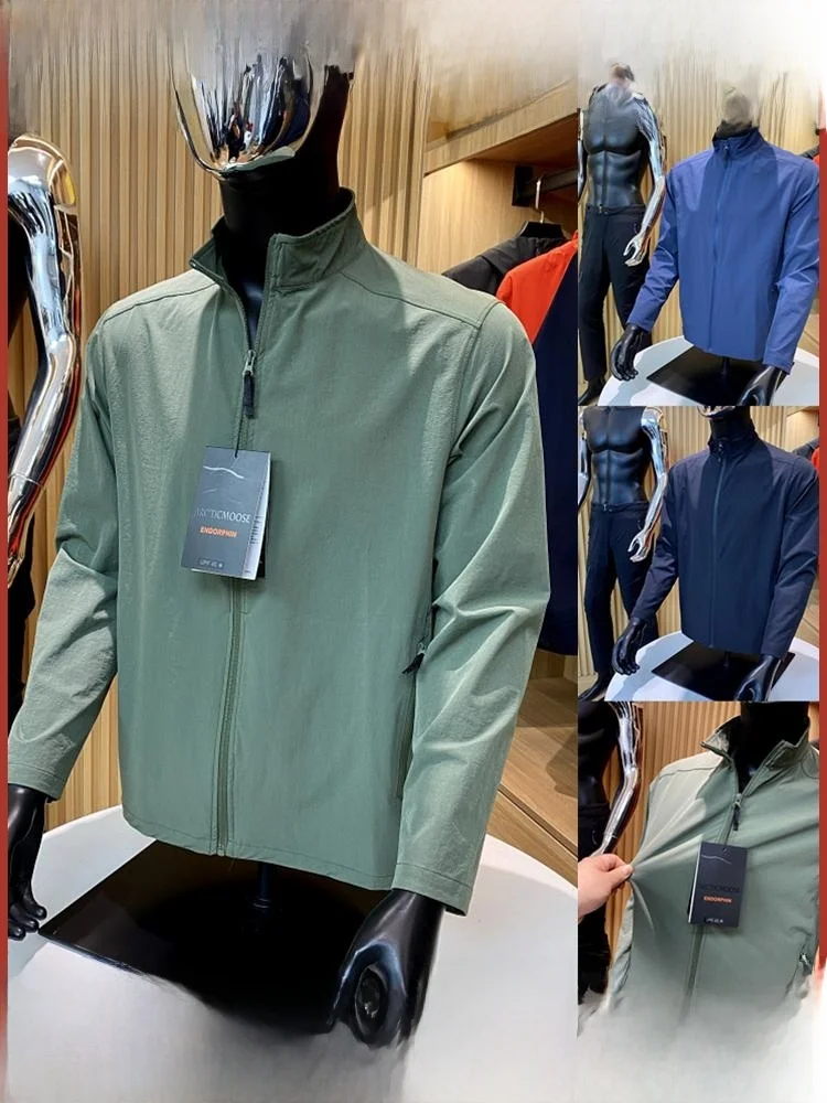 

Легкая уличная мужская куртка с мягким воротником-стойкой, ветрозащитная эластичная весенне-осенняя модная молодежная длинная куртка-стойка...