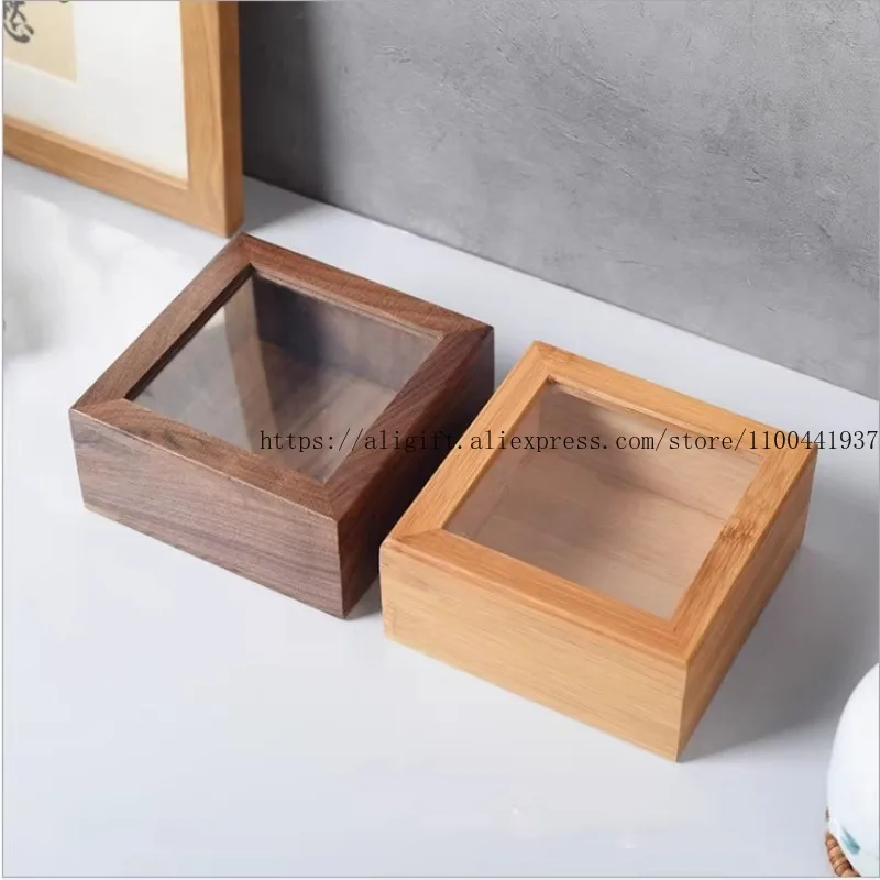 

Acrylic Lid Jewelry Box - Custom Wooden Gift Box for Accessories Handmade Keepsake Storage with Engraving Wedding Favor Present