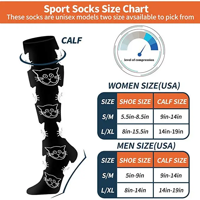 1PAIR New Compression Stockings Varicose Veins Socks Women Men Leg Pressure Nursing Socks Outdoor Running Cycling Compress Socks