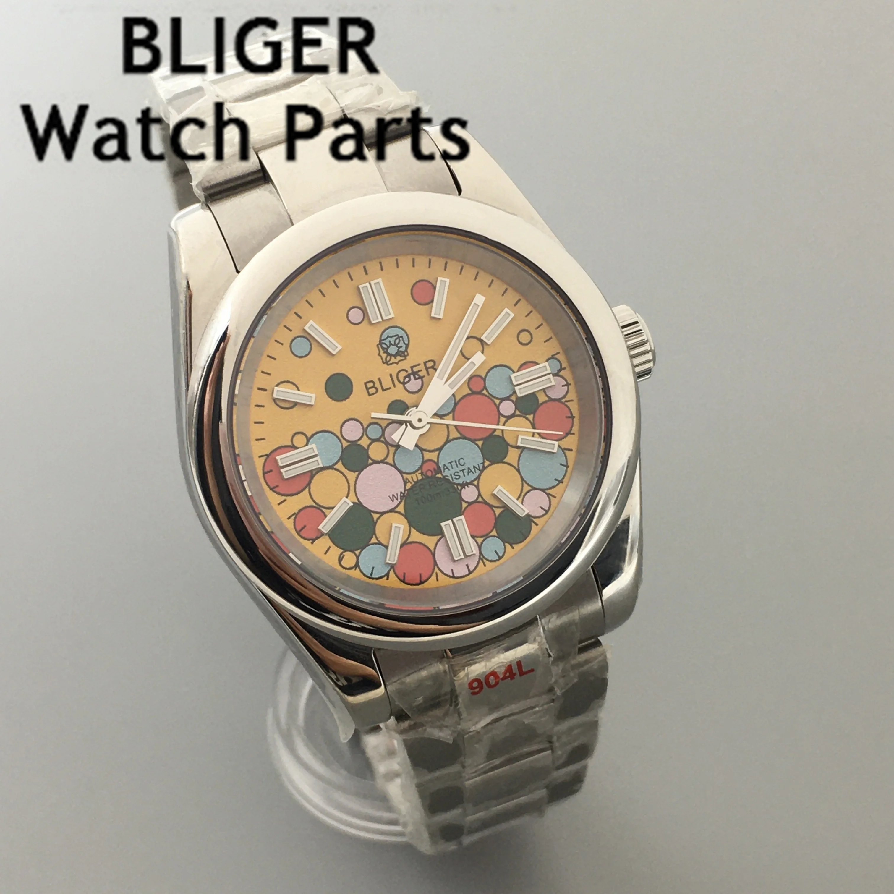 BLIGER-Reloj de pulsera para hombre, pulsera mecánica con movimiento automático, esfera fluorescente, bisel luminoso, 36mm, 39mm, NH35A