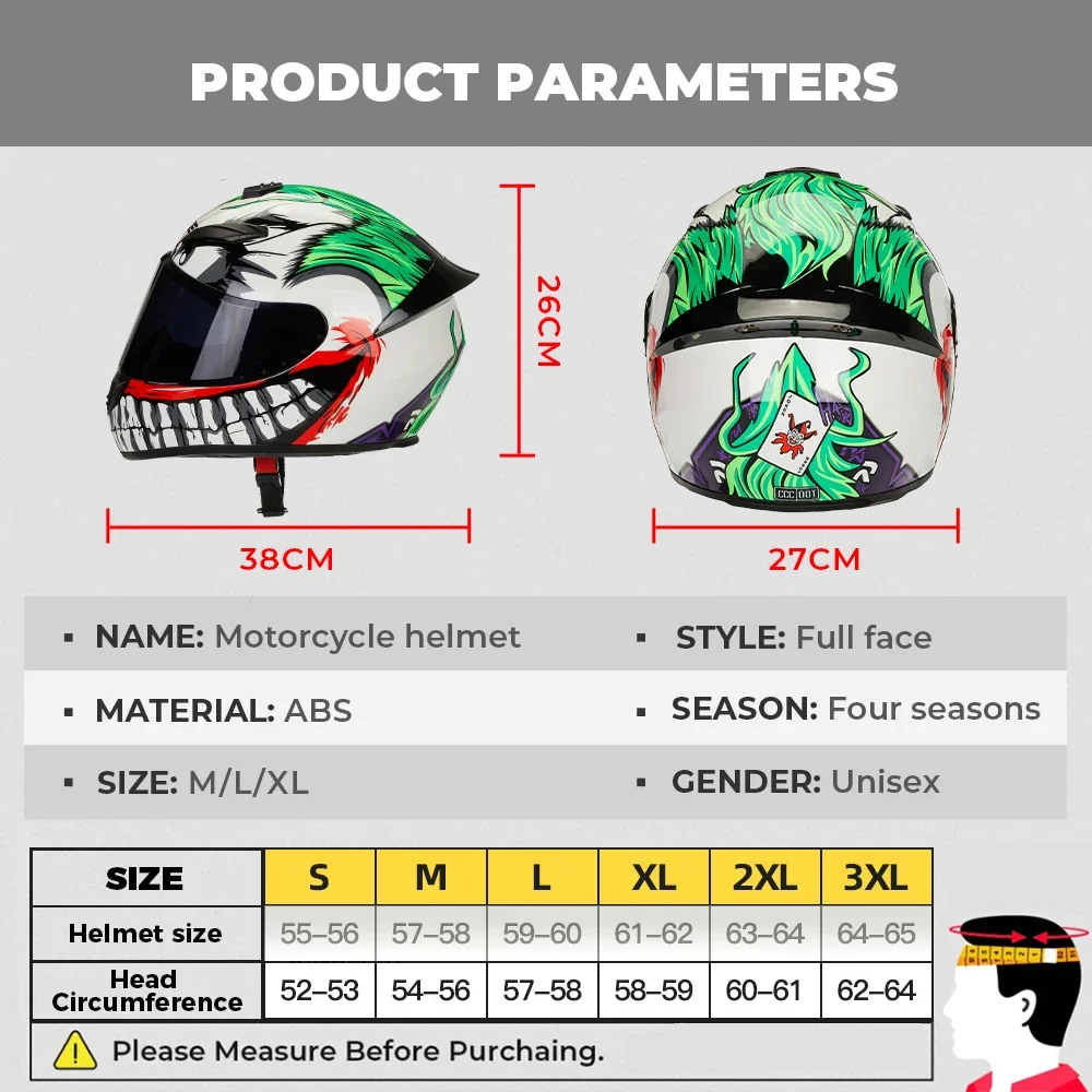 Casco da moto KEMITOUR Casco integrale da corsa per motocross Caschi da moto per adulti per clown da equitazione da turismo su strada