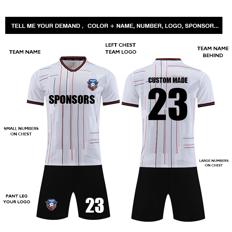 Custom Soccer Jerseys for Men Women Kids Adults Soccer Jersey Set Print Name Number Logo Breathable Football Uniform