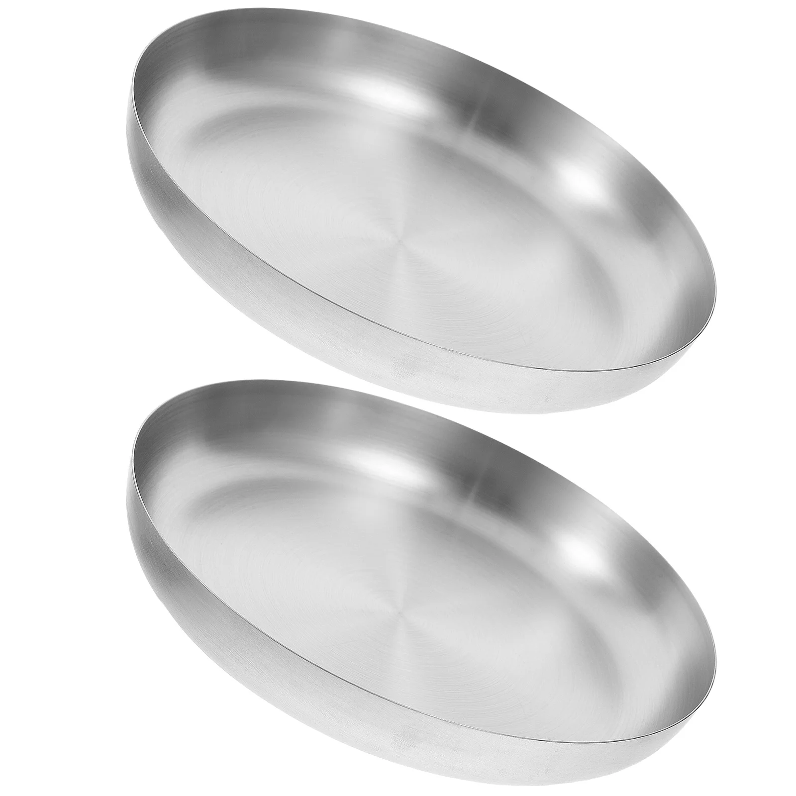 

2Pcs Stainless Steel Snack Plates Durable Round Metal Dish Plates for Parties Everyday Use Dessert Serving Tray Portable