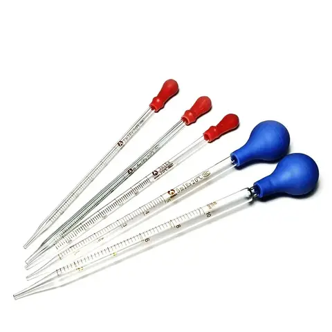Bilashmart 2pcs 4pcs Glass Graduated Pipette Dropper Vol. 0.5ml/1ml/2ml/3ml/5ml/10mlTransfer Pipette with Rubber head
