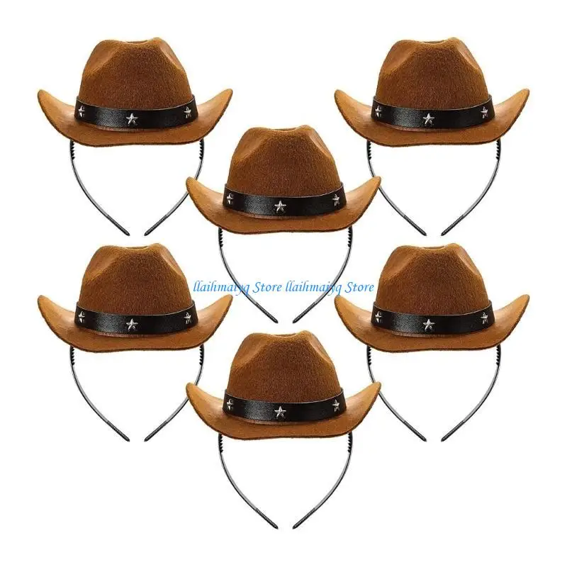 

573B Cowboy Party Headpiece Mini Cowboy Hairband Women Cosplay Cowboy Costume